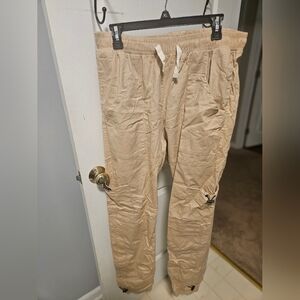 Men's Beige Cargo Pants with Drawstring